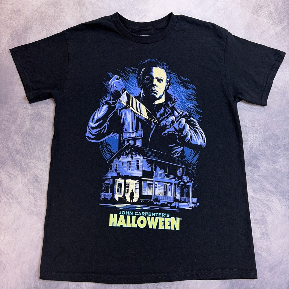 John Carpenter Halloween Michael Myers Graphic T-Shirt Black Mens Medium